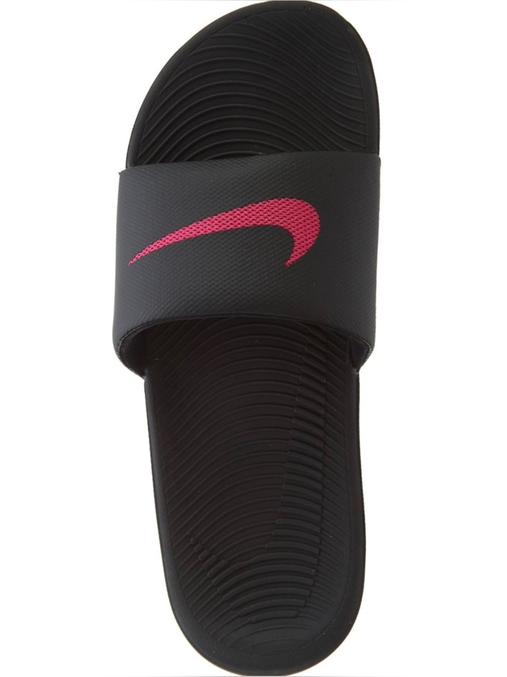 Nike Black Slides with Pink Swoosh Accent
